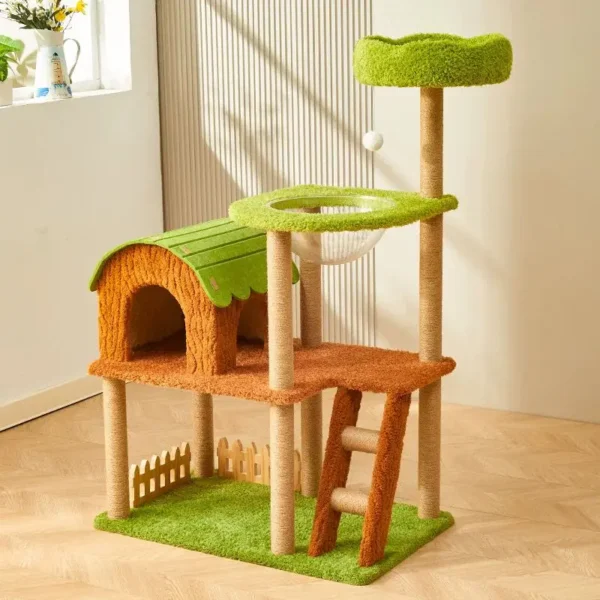 [123CM Purr & Play Cottage] Solid Wood Cat Condo